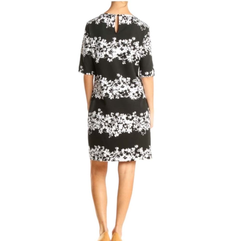 Banana Republic Women's Black w/ White Floral Day Shift Dress | Size 4 - Picture 3 of 11
